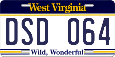 WV license plate DSD064