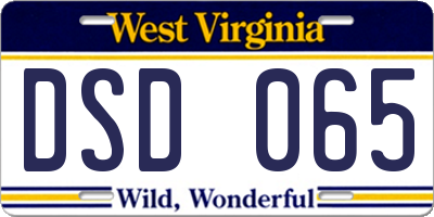 WV license plate DSD065