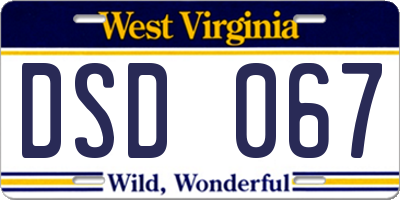 WV license plate DSD067