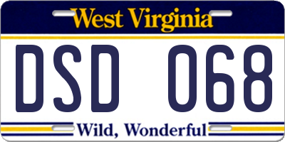 WV license plate DSD068