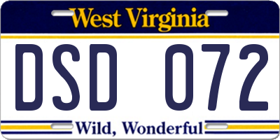 WV license plate DSD072