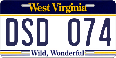 WV license plate DSD074
