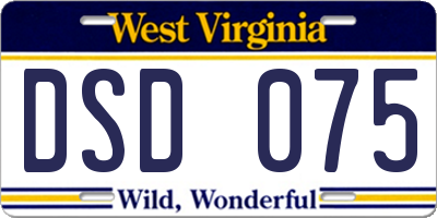 WV license plate DSD075