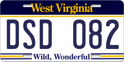 WV license plate DSD082