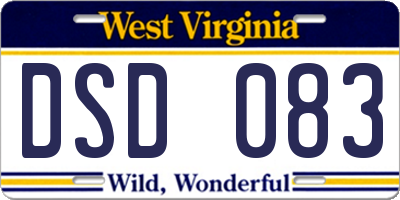 WV license plate DSD083