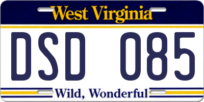 WV license plate DSD085