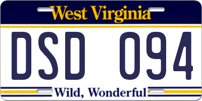 WV license plate DSD094
