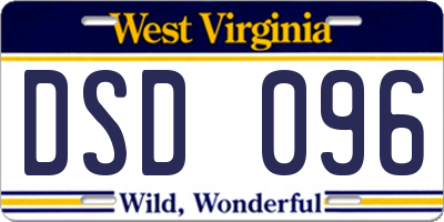 WV license plate DSD096