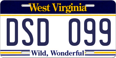 WV license plate DSD099