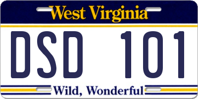 WV license plate DSD101