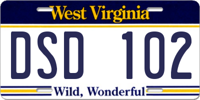 WV license plate DSD102