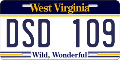 WV license plate DSD109