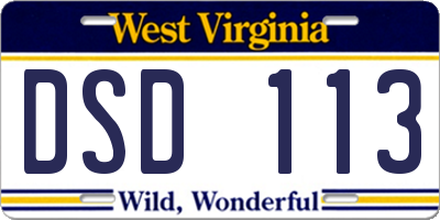 WV license plate DSD113