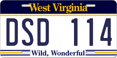 WV license plate DSD114