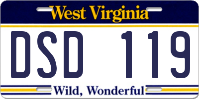 WV license plate DSD119