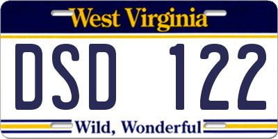 WV license plate DSD122