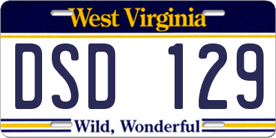 WV license plate DSD129