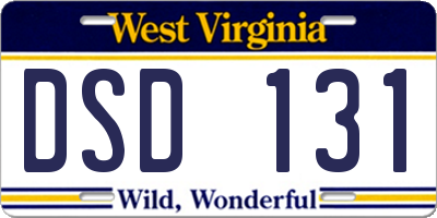 WV license plate DSD131