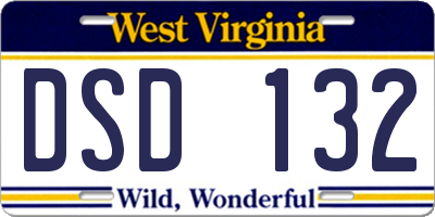 WV license plate DSD132