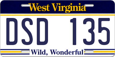 WV license plate DSD135