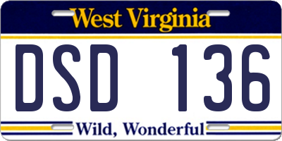 WV license plate DSD136