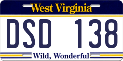 WV license plate DSD138