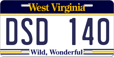 WV license plate DSD140
