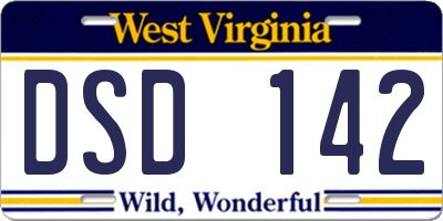 WV license plate DSD142