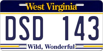 WV license plate DSD143