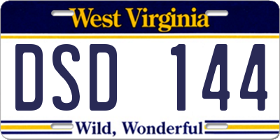 WV license plate DSD144