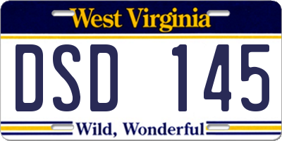 WV license plate DSD145
