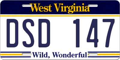 WV license plate DSD147