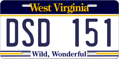 WV license plate DSD151