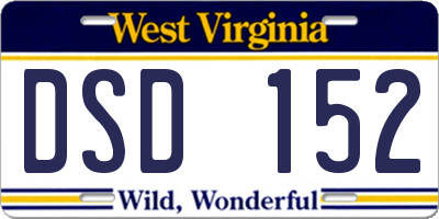 WV license plate DSD152