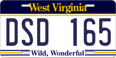 WV license plate DSD165