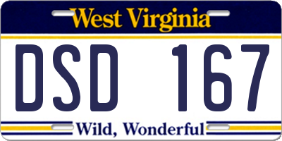 WV license plate DSD167