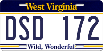 WV license plate DSD172