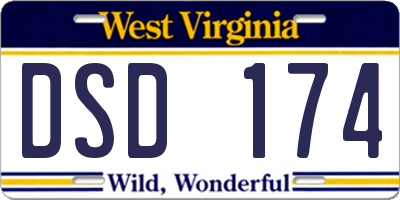 WV license plate DSD174