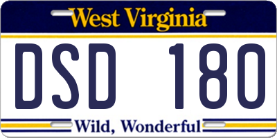 WV license plate DSD180