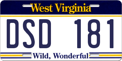 WV license plate DSD181