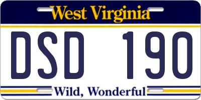 WV license plate DSD190