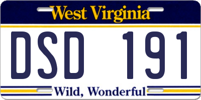WV license plate DSD191
