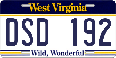WV license plate DSD192