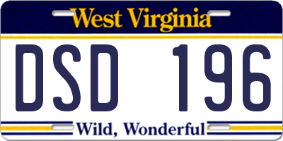 WV license plate DSD196