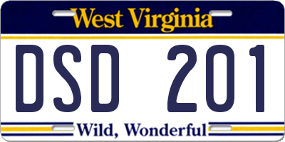 WV license plate DSD201
