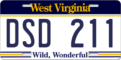 WV license plate DSD211