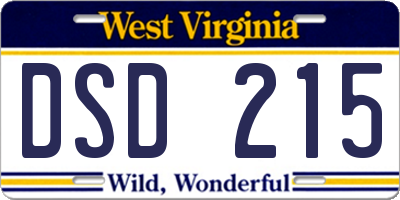 WV license plate DSD215
