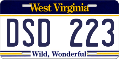 WV license plate DSD223