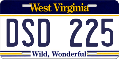 WV license plate DSD225