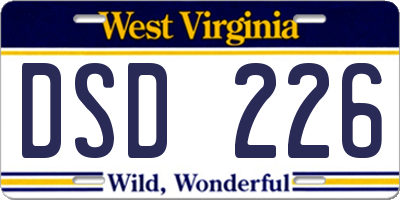 WV license plate DSD226